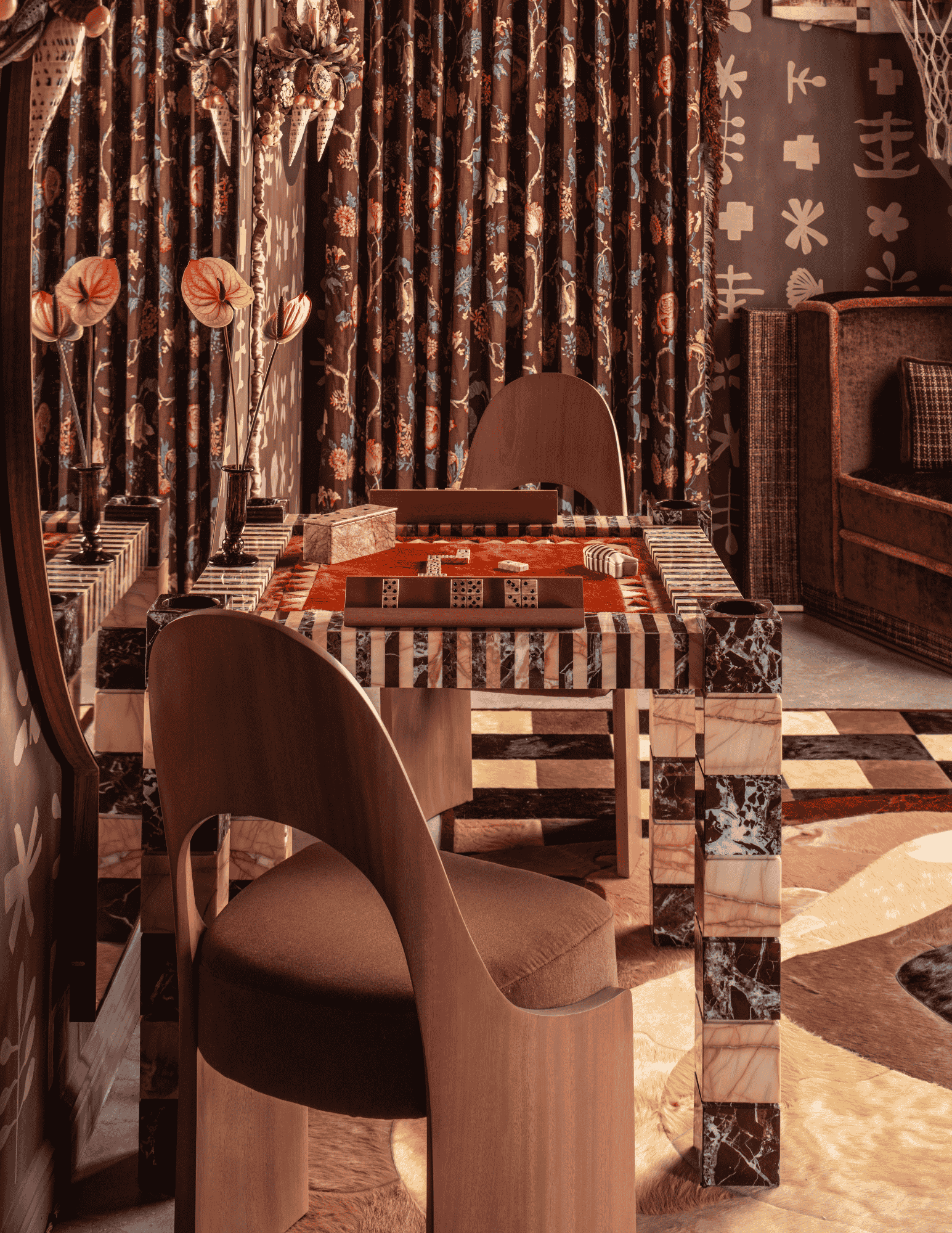 Article by Veranda Magazine regarding Moniomi Design's luxury recreational room at Kips Bay Show House Palm Beach 2025 in collaboration with Armina Stone Miami for the custom natural stonework.